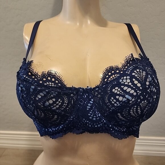 Victorias Secret Dream Angels Push Up Without Padding Bra 34DDD Blue Underwire - Picture 1 of 4